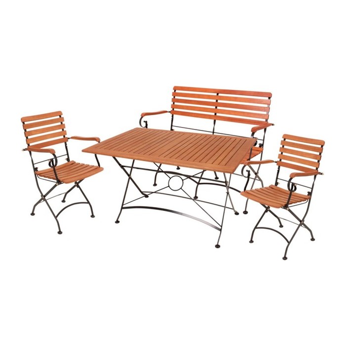 Garden Pleasure Sitzgruppe WIEN, schwarz Holz, Metall, 4-teilig