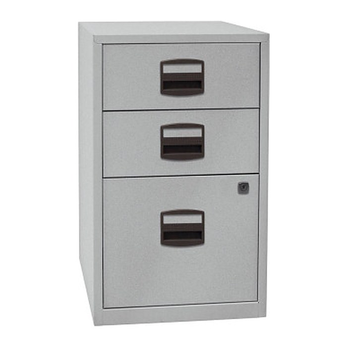 BISLEY Home Standcontainer silber 3 Auszüge Kunststoff-Muldengriff schwarz 41,3 x 40,0 x 67,2 cm