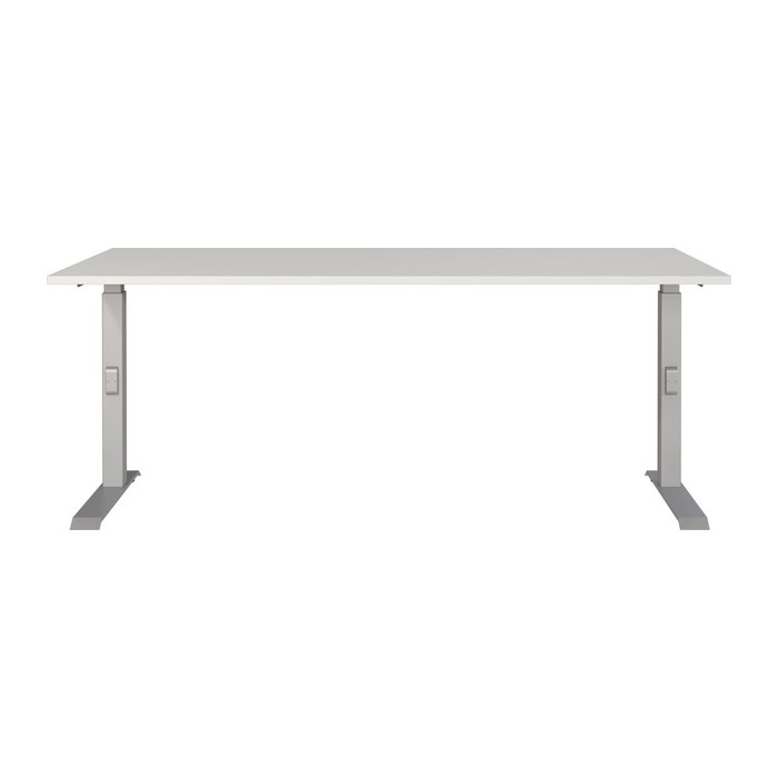 GERMANIA DOWNEY höhenverstellbarer Schreibtisch lichtgrau rechteckig, C-Fuß-Gestell silber 180,0 x 80,0 cm