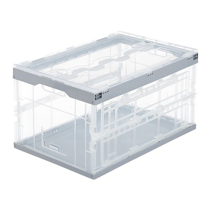 relaxdays Klappbox 60,0 l transparent/grün 59,5 x 39,5 x 31,5 cm, 1 St.