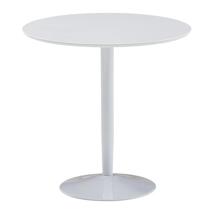 WOHNLING Esstisch weiß rund, Mittelfuß weiß, 75,0 x 75,0 x 74,0 cm