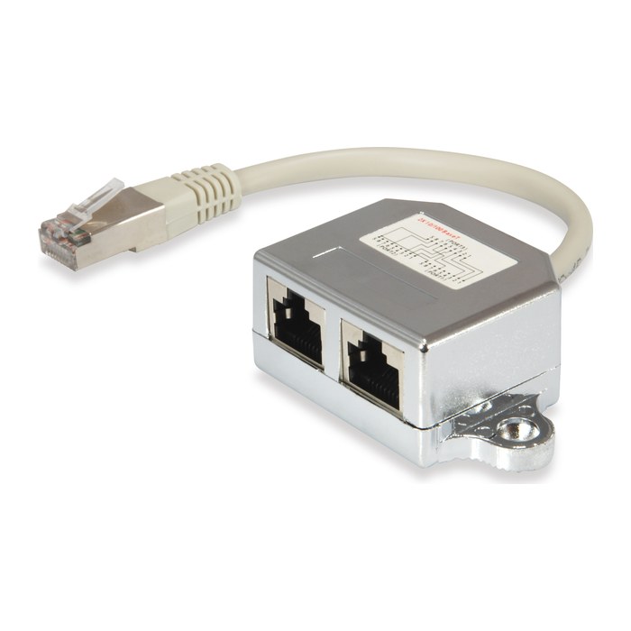 Equip 2-Port Splitter Cat5e RJ45->2xRJ45 FTP St/Bu 0.15m