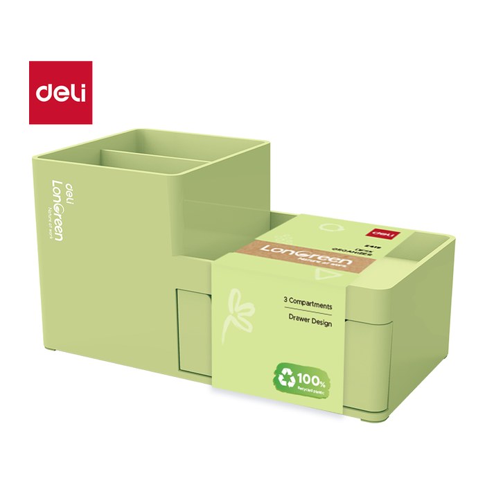 deli Schreibtisch-Organizer Longreen grün Kunststoff 4 Fächer 17,2 x 8,8 x 9,0 cm