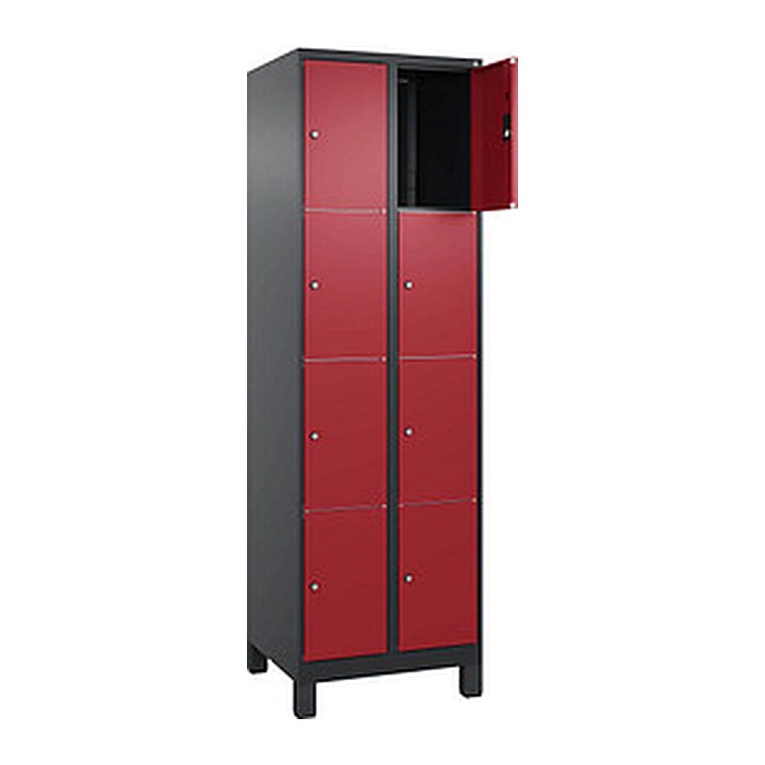 CP Schließfachschrank Classic Plus rubinrot, schwarzgrau 080010-204 S10043, 8 Schließfächer 60,0 x 50,0 x 195,0 cm