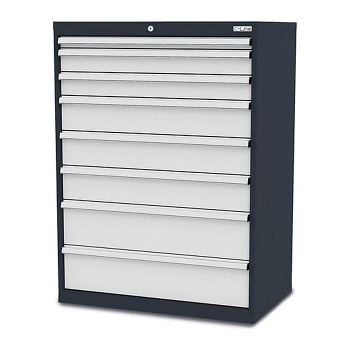 Simplaflex® Systemeinrichter C-Line Schubladenschrank anthrazit 8 Schubladen 90,0 x 57,5 x 122,0 cm, 1 St.