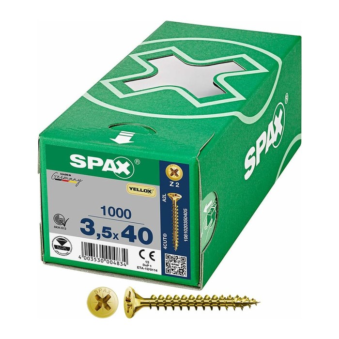 SPAX® Universalschrauben Z2 Senkkopf YELLOX 1081020350405 3,5 mm x 40 mm, 1.000 St.
