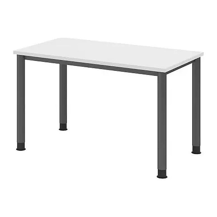 HAMMERBACHER HS612 Schreibtisch weiß rechteckig, 4-Fuß-Gestell grau 120,0 x 67,2 cm