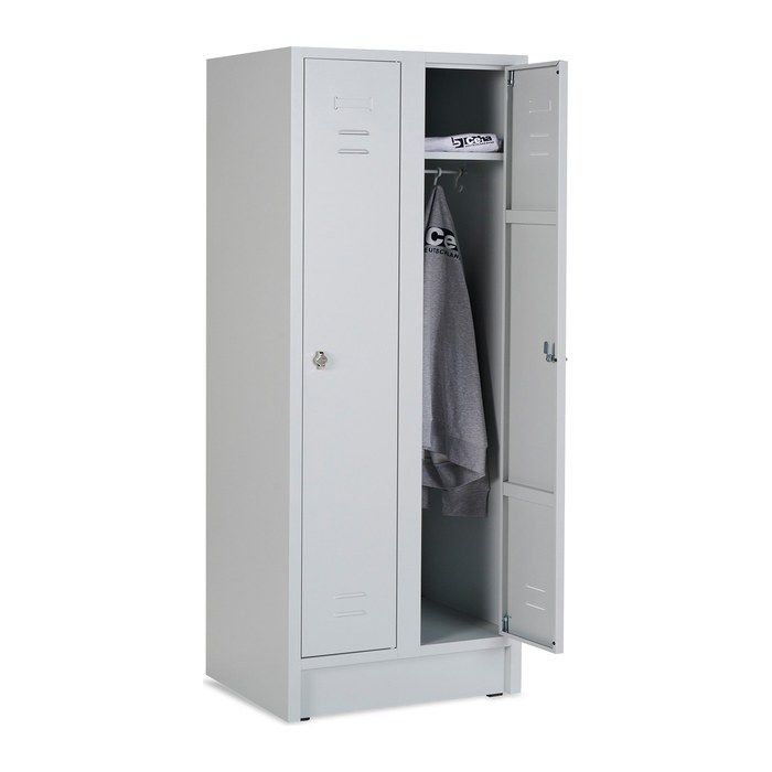 Umkleidespinde (2-Abteile) 800 mm Breite – Korpus in Lichtgrau (Türen Lichtgrau)