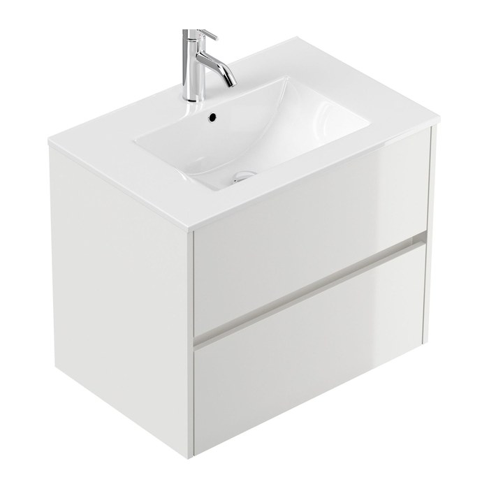 POSSEIK Waschbecken mit Unterschrank LIMES 80 weiß glanz 80,0 x 46,5 x 58,5 cm