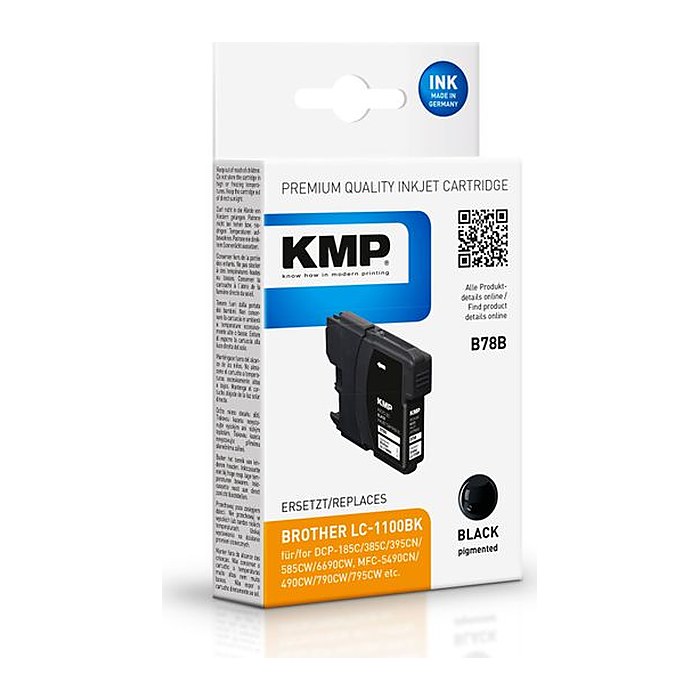 KMP B78B schwarz Druckerpatrone kompatibel zu brother LC-1100BK