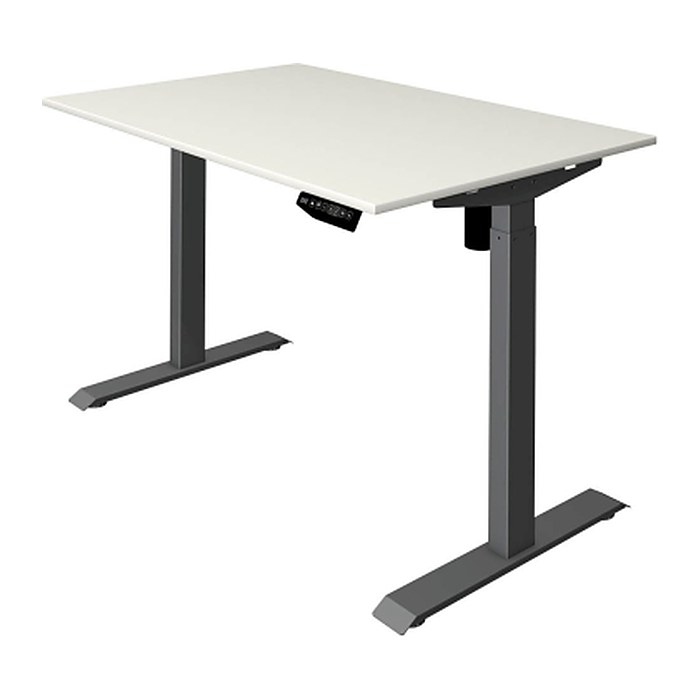 Kerkmann Move 1 elektrisch höhenverstellbarer Schreibtisch weiß rechteckig, T-Fuß-Gestell grau 120,0 x 80,0 cm