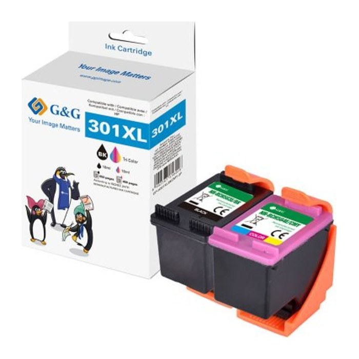 G&G High Quality Patronen 2er Set für HP 301XL BKxC