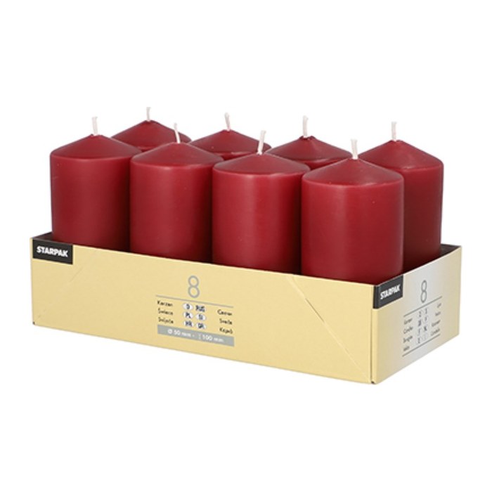 STARPAK Stumpenkerzen bordeaux, 8 St.