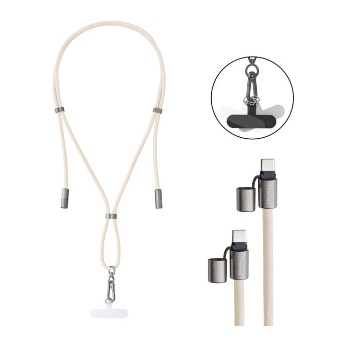 Intenso Charging Lanyard Handykette Ladekabel beige, Kabellänge: 1,65 m, 60 Watt
