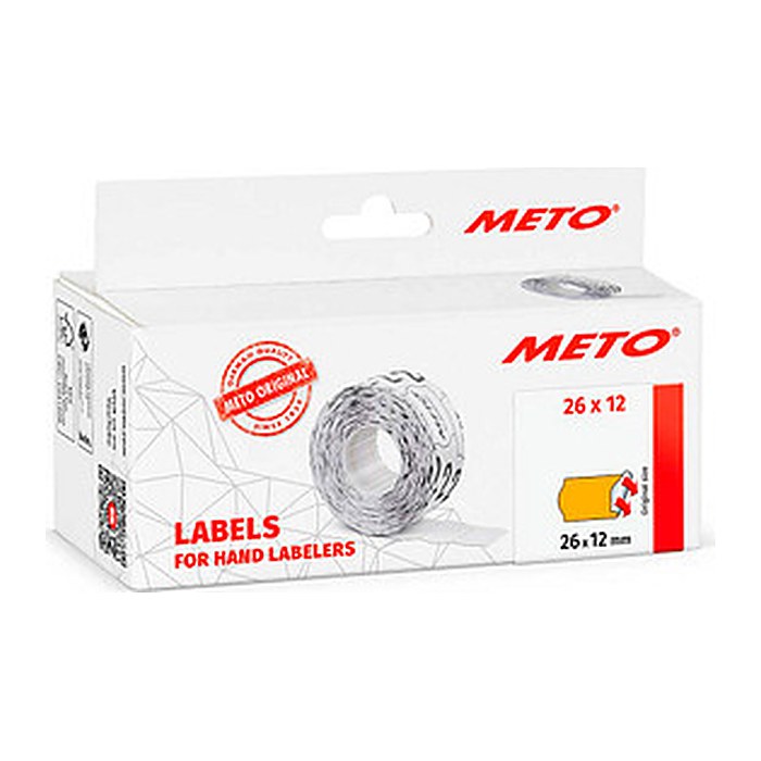 METO Preisetiketten leuchtorange permanent 26,0 x 12,0 mm, 6 Rollen