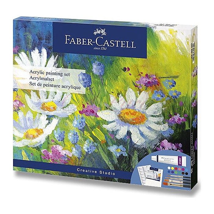 FABER-CASTELL Acryl Bastelfarben-Set farbsortiert, 1 Set