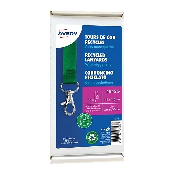 AVERY Zweckform Lanyards 4842G, Karabiner, grün, 10 St.