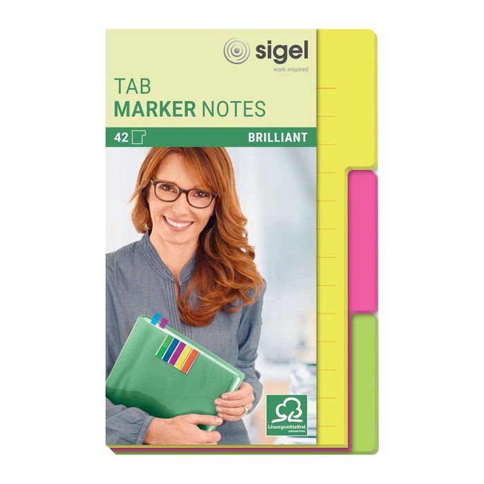 SIGEL TAB MARKER NOTES Haftnotizen farbsortiert, 42 Blatt