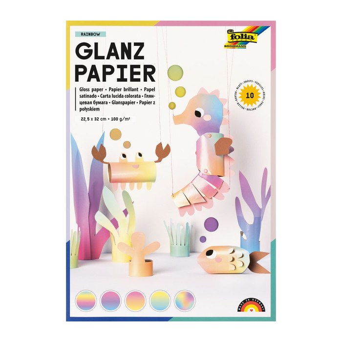 folia Glanzpapier Regenbogen farbsortiert 100 g/m² 10 Blatt