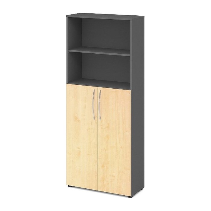 HAMMERBACHER Regalschrank 4770, V4770/G/3/BM grafit, ahorn 80,0 x 34,6 x 188,0 cm, 1 St.