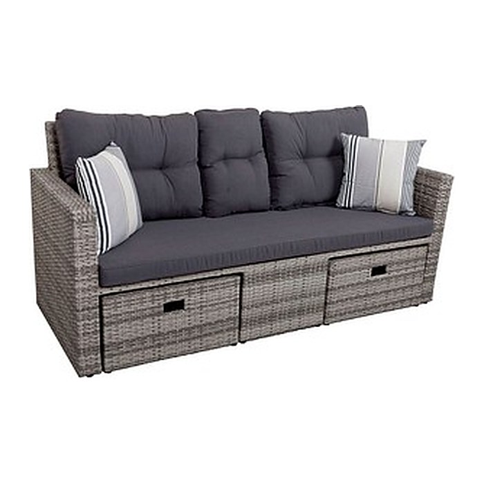 Garden Pleasure Loungesofa VALETTA, hellgrau Kunststoff, Metall, 7-teilig