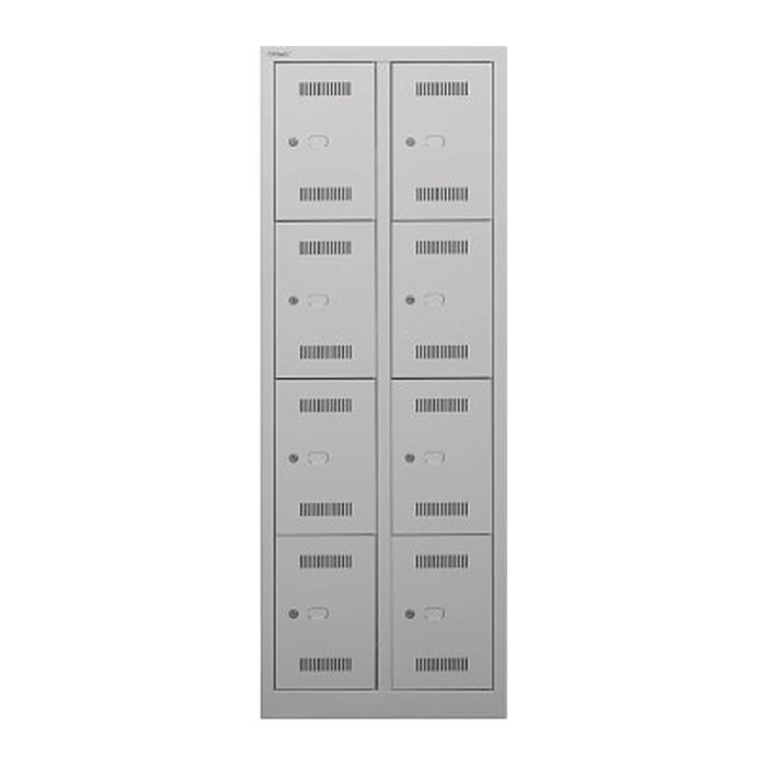 BISLEY Schließfachschrank MonoBloc ML06D4 lichtgrau ML06D4645, 8 Schließfächer 61,0 x 50,0 x 170,0 cm