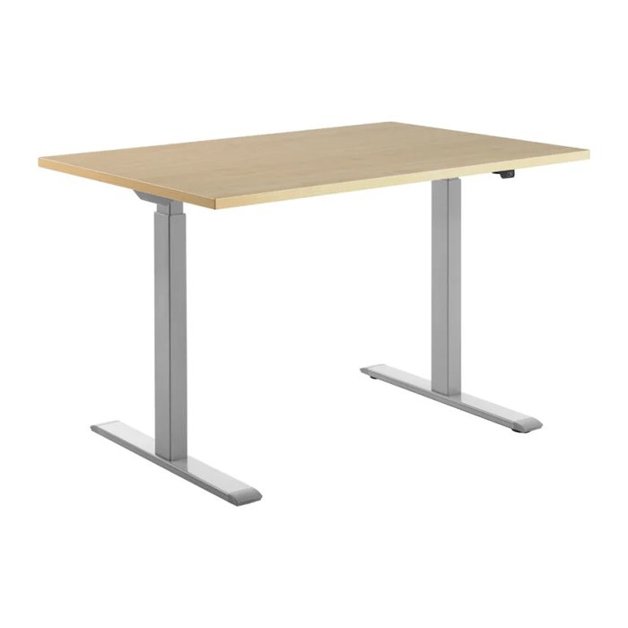 Topstar E-Table elektrisch höhenverstellbarer Schreibtisch ahorn rechteckig, T-Fuß-Gestell grau 180,0 x 80,0 cm