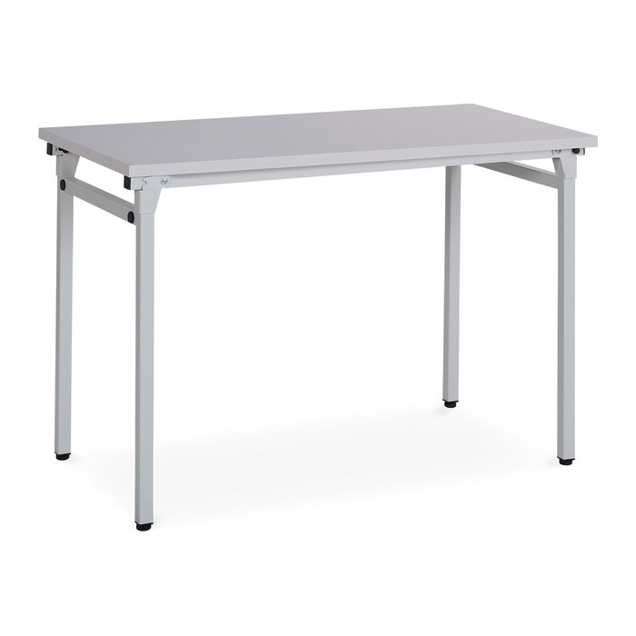 Klapptisch 4-Fuß fixe Höhe – Gestell in Lichtgrau (1200 x 600 x 750 mm, Platte Grau, Gestell RAL 7035)