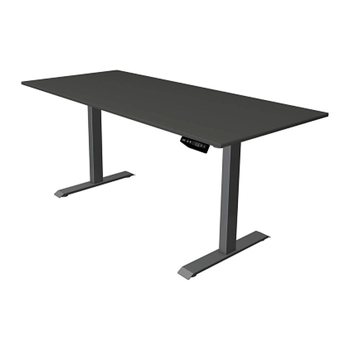 Kerkmann Move 1 elektrisch höhenverstellbarer Schreibtisch anthrazit rechteckig, T-Fuß-Gestell grau 180,0 x 80,0 cm