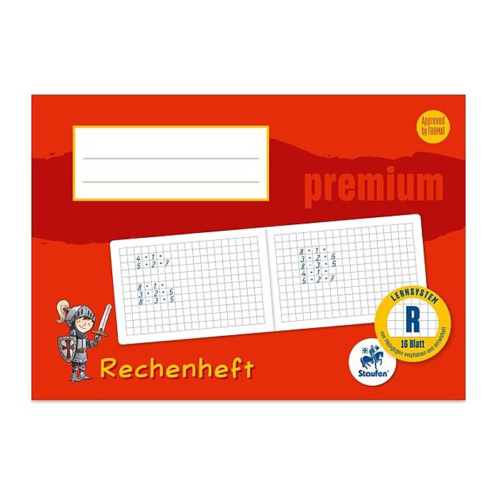 Staufen® Zahlenlernheft Premium Lineatur R kariert DIN A5 quer ohne Rand, 16 Blatt, 1 St.