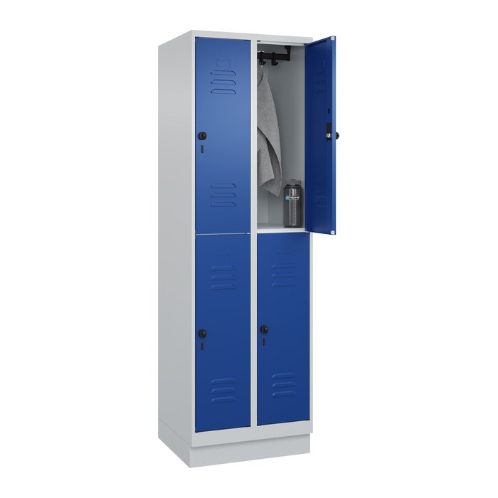 CP Spind Classic PLUS enzianblau, lichtgrau 080320-20 S10003, 4 Schließfächer 60,0 x 50,0 x 195,0 cm