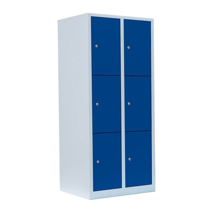 LÜLLMANN Schließfachschrank enzianblau, lichtgrau 523321, 6 Schließfächer 80,0 x 50,0 x 180,0 cm