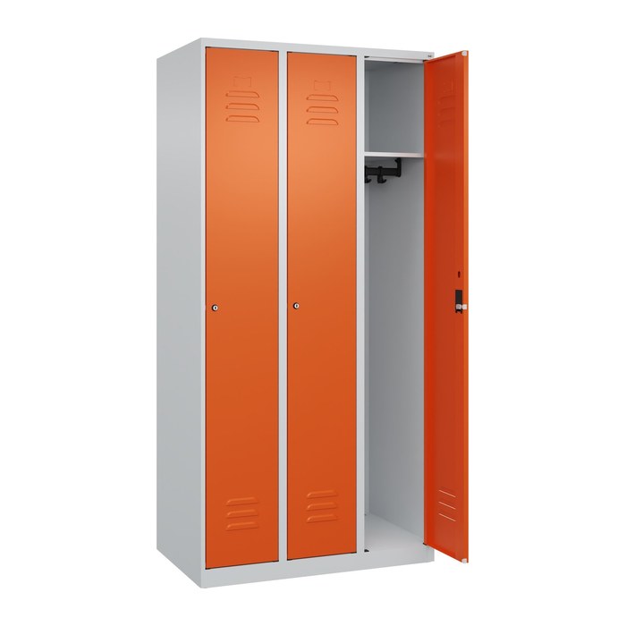 CP Spind Classic Plus reinorange, lichtgrau 080000-30 S10031, 3 Schließfächer 90,0 x 50,0 x 185,0 cm