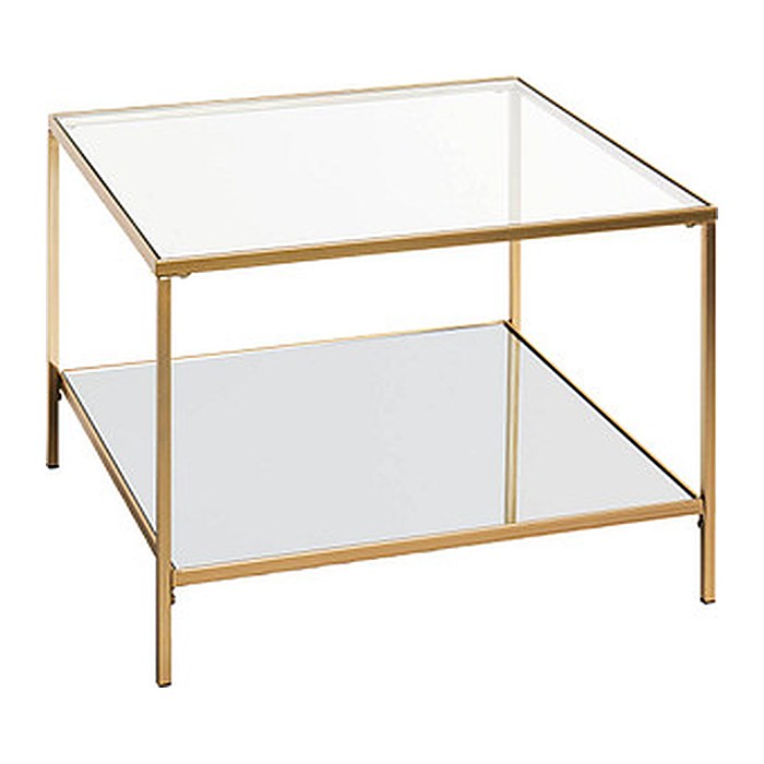 HAKU Möbel Beistelltisch rechteckig Spiegel, Sicherheitsglas gold 60,0 x 60,0 x 45,0 cm, 1 St.