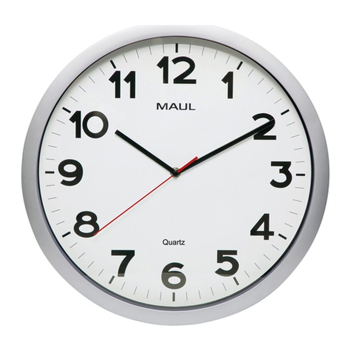 MAUL Wanduhr MAULstep, 40 cm, Quarzuhr, inkl. Batt.,silber