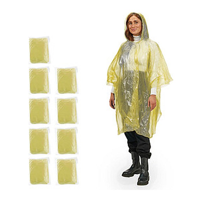 relaxdays unisex Einweg-Regenponcho gelb Einheitsgröße 10 St.