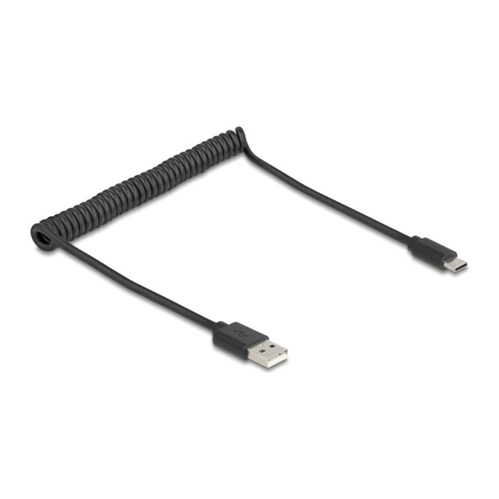 DELOCK USB 2.0 Spiralkabel USB Typ-A Stecker zu USB Type-C