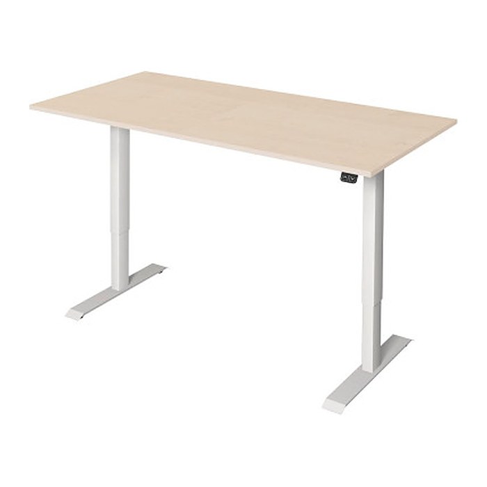 Kerkmann Move 1 elektrisch höhenverstellbarer Schreibtisch ahorn rechteckig, T-Fuß-Gestell weiß 160,0 x 80,0 cm