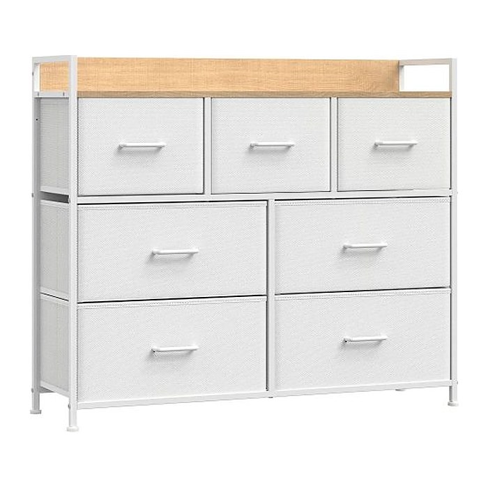 SONGMICS Kommode, LTS523W57 creme-weiß 98,0 x 28,5 x 85,0 cm, 1 St.