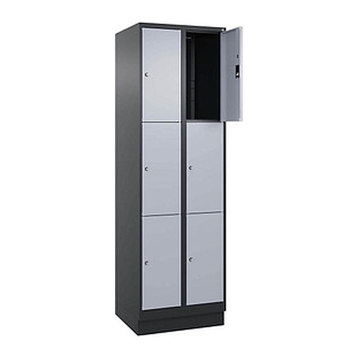 CP Schließfachschrank Classic PLUS schwarzgrau, weißaluminium 080020-203 S10013, 6 Schließfächer 60,0 x 50,0 x 195,0 cm