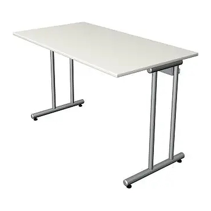 Kerkmann Smart office Schreibtisch weiß rechteckig, C-Fuß-Gestell silber 120,0 x 65,0 cm