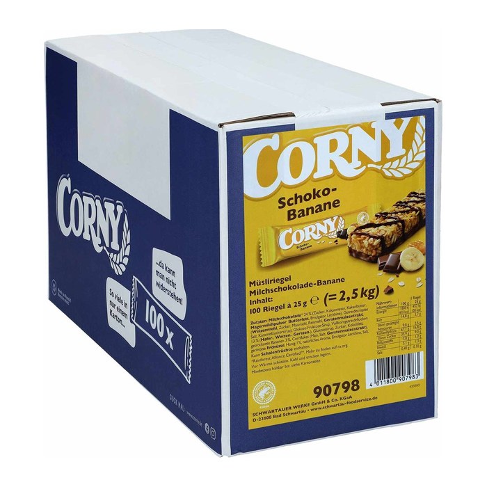 CORNY Schoko-Banane Müsliriegel 100 Riegel, 100 St.