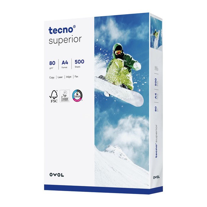 tecno Kopierpapier superior DIN A4 80 g/qm 2.500 Blatt Maxi-Box