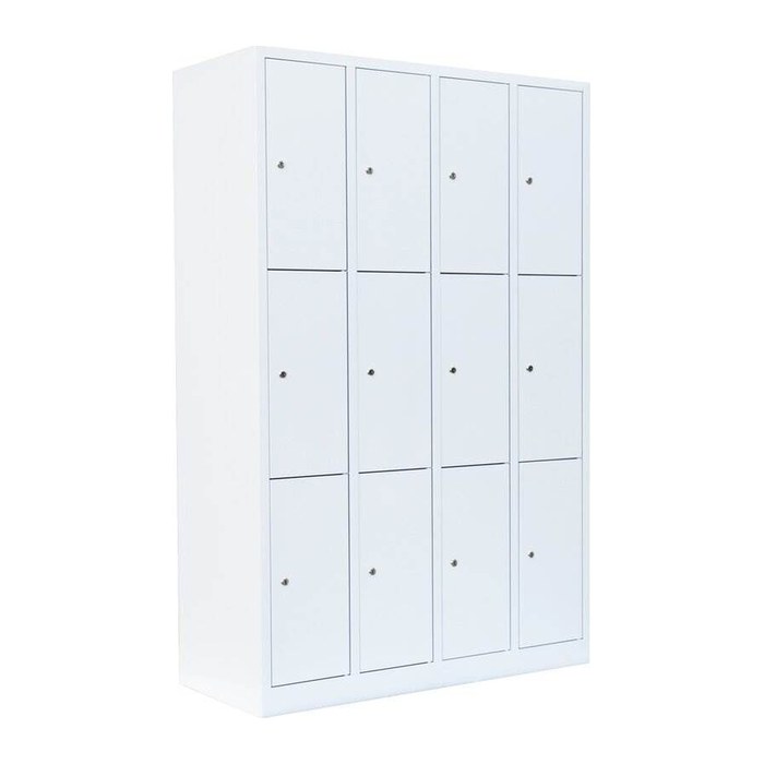 LÜLLMANN Schließfachschrank signalweiß 520347, 12 Schließfächer 117,0 x 50,0 x 180,0 cm