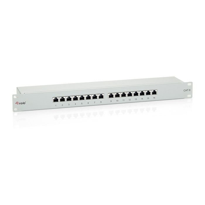 Equip 19" Patchpanel 16xRJ45 Cat6 FTP 1U 250MHz RAL7035