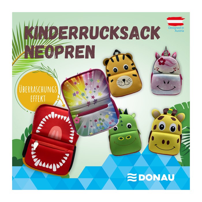 DONAU Kindergartenrucksack Drache Kunstfaser grün