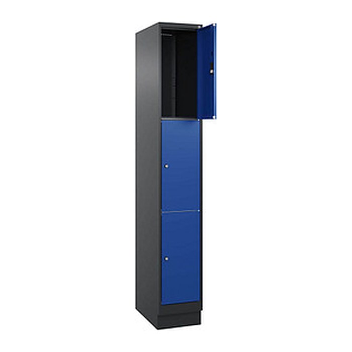 CP Schließfachschrank Classic PLUS enzianblau, schwarzgrau 080020-103 S10024, 3 Schließfächer 30,0 x 50,0 x 195,0 cm