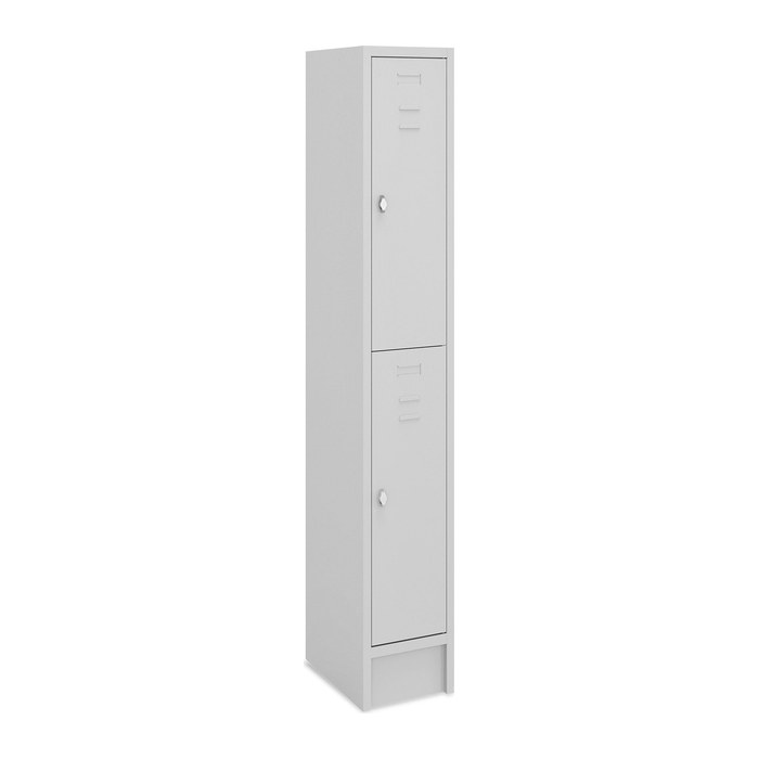 Fächerschrank (1 Abteil je 2 Fächer) 300 mm Abteilbreite – Korpus Lichtgrau (Türen Lichtgrau)