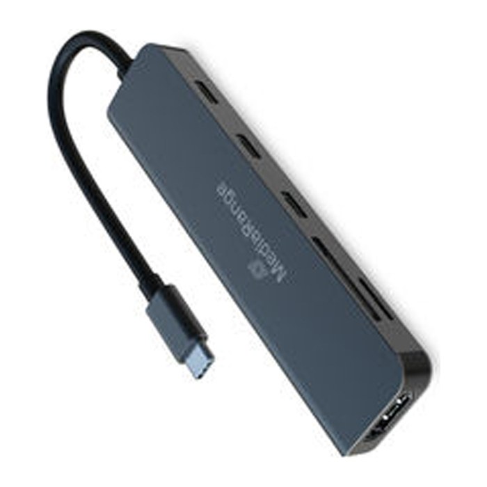 MediaRange HUB USB-C 6 in 1 Multiport Adapter, silber