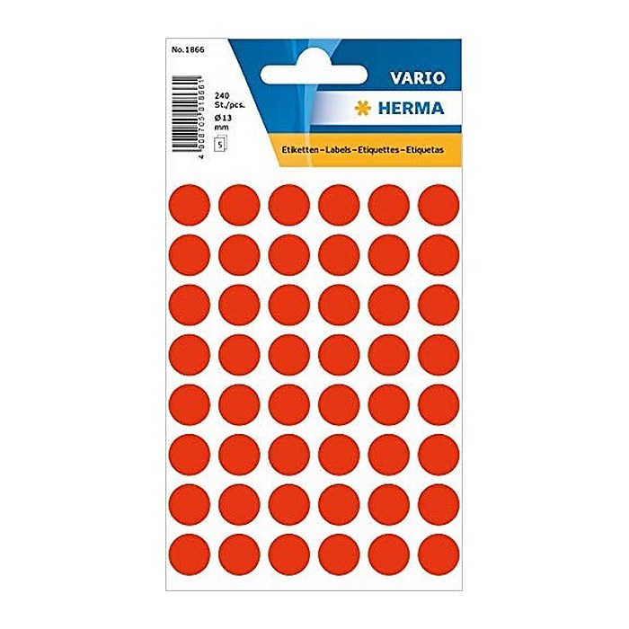 HERMA Vielzwecketiketten/Farbpunkte 13mm rund leuchtrot